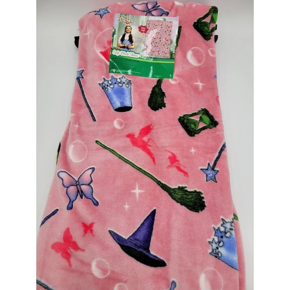 Wizard Of Oz Plush Throw Blanket Soft Pink Dorothy Wicked 50X70 NWT
